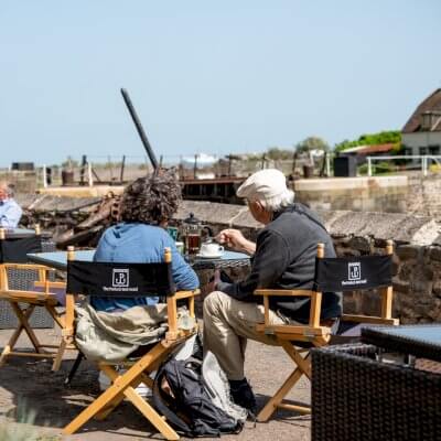 People drinking outside